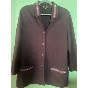 RG Women's Sweater Cardigan Large Deep Purple Made in France Button-Up
